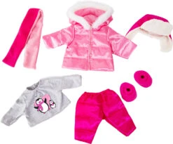 Kleider Für Puppen 42-46 Cm: 6-tlg. - Shirt, Hose, Jacke, Mütze, Schal...