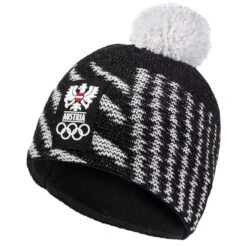 Freizeit Fan-Artikel ÖOC Pompon Fan Beanie Black
