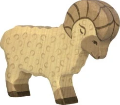 Holztiger Widder Aus Holz In Braun