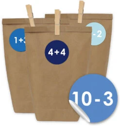 Adventskalender Geschenktüten-Set Blau - Mit Klammern