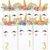 Adventskalender Geschenktüten-Set Einhörner Mit Blumen - Weiße Tüten